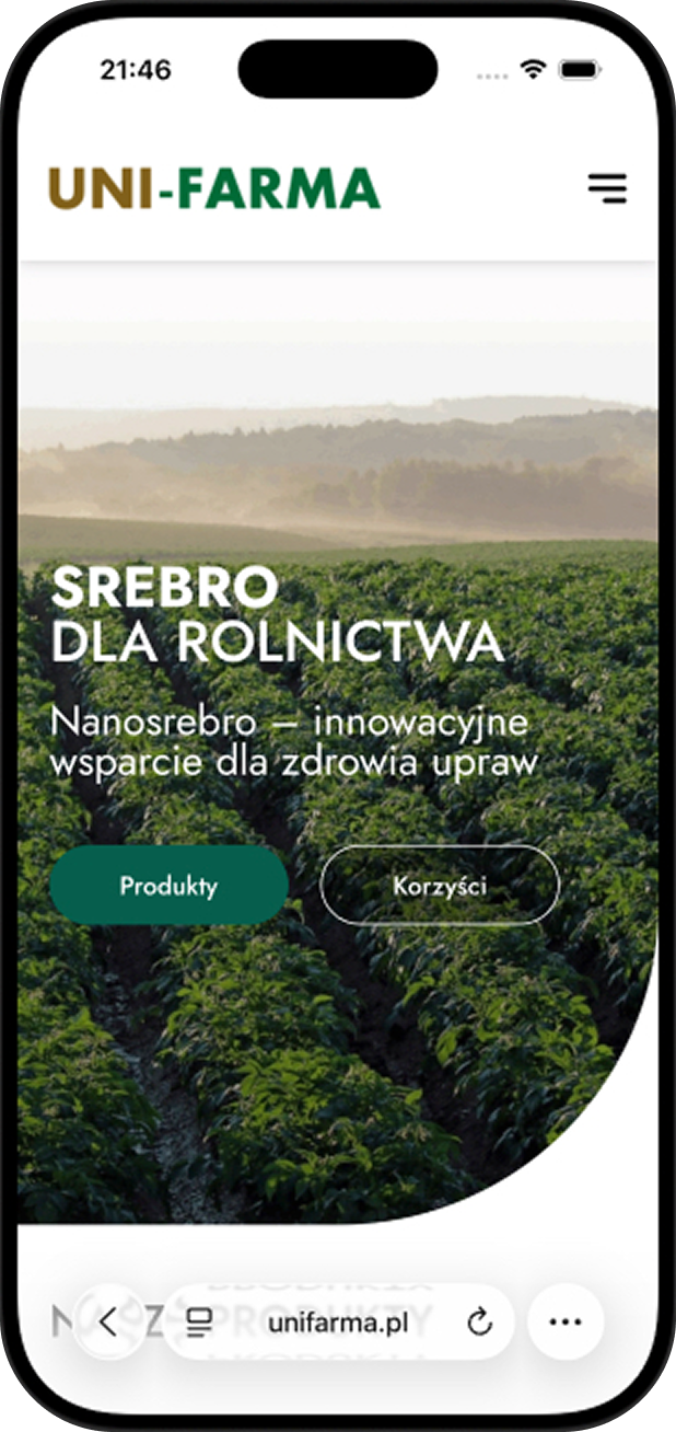 Uni-Farma homepage mobile